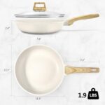 GiPP Nonstick Frying Pan Skillet with Lid – 11″ White Granite Non Stick Pans, Omelette Pan with Heat-Resistant Handle, Compatible with All Stovetops, PFOA Free