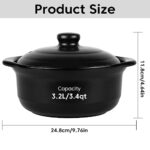 3.4 Quart Ceramic Cooking Pot Heat-resistant Clay Cooking Pot Chinese Cookware Casserole Stovetop Stone Pot with Lid for Cooking Rice Meat Soup