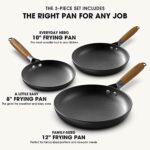 imarku Non Stick Frying Pans – 8&10&12 Inch Cast Iron Skillets Professional Cast Iron Pan Dishwasher Safe Nonstick Frying Pan Set, Detachable Handle