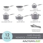 Rachael Ray – 16802 Rachael Ray Cucina Nonstick Cookware Pots and Pans Set, 12 Piece, Sea Salt Gray