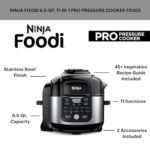Ninja FD302 Foodi 11-in-1 Pro 6.5 qt. Pressure Cooker & Air Fryer that Steams, Slow Cooks, Sears, Sautés, Dehydrates & More, with 4.6 qt. Crisper Plate, Nesting Broil Rack & Recipe Book, Silver/Black