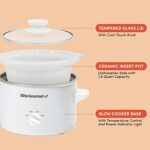Elite Gourmet MST-250XW Electric Slow Cooker Ceramic Pot Adjustable Temp, Entrees, Sauces, Stews & Dips, Dishwasher Safe Glass Lid & Crock