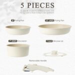 ???????!! 5 Pcs Pots and Pans Set Non Stick – Detachable Handle Cookware Set, Induction Nonstick Kitchen RV Cooking Set Removable Handle – Dishwasher ? Oven Safe ?Heat Evenly for Better Cooking