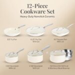 Gotham Steel 12 Pc Ceramic Pots and Pans Set Non Stick Cookware Set, Kitchen Cookware Sets, Non Toxic Ceramic Cookware Sets, Pots and Pan Set Nonstick Cookware Set, Oven and Dishwasher Safe