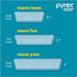Pyrex Deep 9×13-Inch Glass Baking Dish with Lid, Deep Casserole Dish, Glass Food Container, Oven, Freezer and Microwave Safe, Clear Container