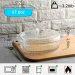 NUTRIUPS 2L Borosilicate Glass Oval Casserole Dish and Lid for Oven