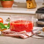 Glass Cooking Pot with Lid – 1.6L(54oz) Heat Resistant Borosilicate Glass Cookware Stovetop Pot Set – Paella Pan Simmer Pot with Cover Safe for Soup, Milk, Baby Food