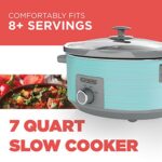 BLACK+DECKER 7-Quart Slow Cooker, SC2007D, Lid Holder, 3 Heat Settings, Extra Large Handles, Dishwasher Safe, Teal