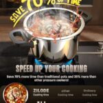 Pressure Cooker 8 QT, [Save 70% Cooking Time] Stainless Steel Pressure Canner with Triple-Layer Steel Body [One Hand Operation] Rotating Lock/Unlocking Lid System, Steam Rack Included, Olla De Presion
