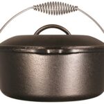 Lodge 5 Quart Pre-Seasoned Cast Iron Dutch Oven with Lid – Wire Bail Handle for Easy Transfer from Cooking Surface to Table – Use in the Oven, on the Stove, on the Grill or over the Campfire – Black